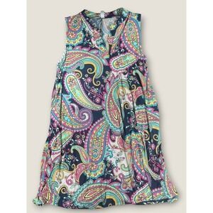 Paisley Grace USA Gabby Dress Large L‎ Neon Colorful Paisley Sleeveless Mini
